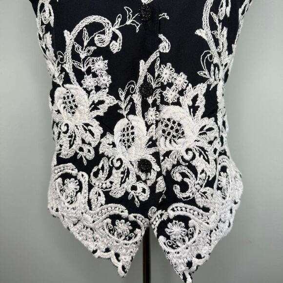 Vintage Express‎ Embroidered Black Vest Size S Americana Western Indie Folk - Picture 3 of 10